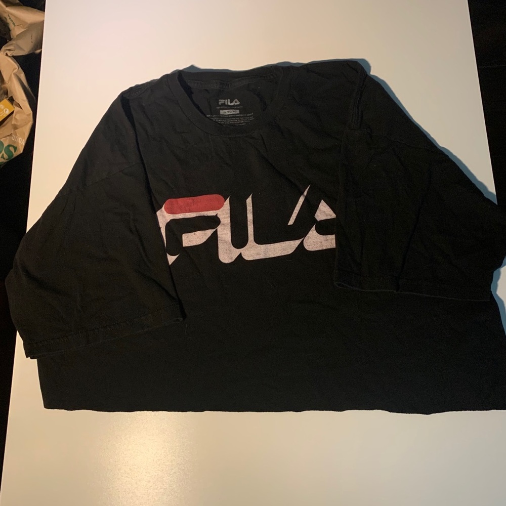 FILA Cropped Black Tee T-Shirt - XL